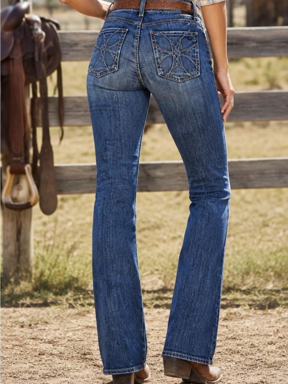 Habitual Geena Boot Womens Blue Jeans Sz 27x35.5 Med Wash Stretch Denim
